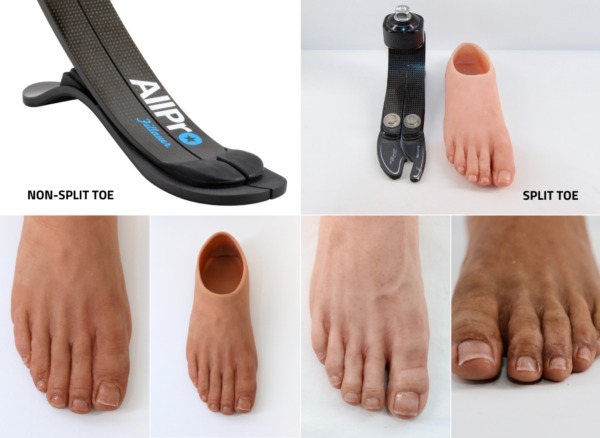 prosthetic foot shell non-split toe and split toe